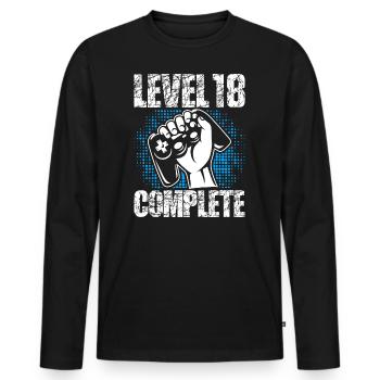 Level 18 Complete Geburtstagsgeschenk 18 Jahre - Männer Premium Bio Langarmshirt - Schwarz - Vorne - Nico (187cm)