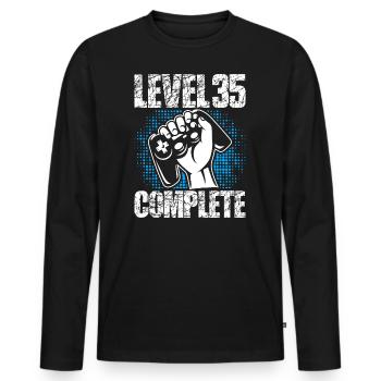 Level 35 Complete Birthday Gift 35 Years - Men's Premium Organic Long Sleeve Shirt - black - Front - Nico (187cm)