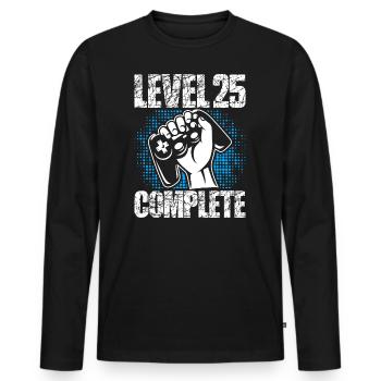 Level 25 Complete Birthday Gift 25 years - Men's Premium Organic Long Sleeve Shirt - black - Front - Nico (187cm)