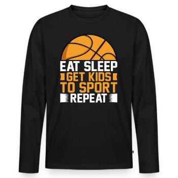 Eat Sleep Get Kids To Sport Repeat I Basketballer - Men's Premium Organic Long Sleeve Shirt - black - Front - Nico (187cm)