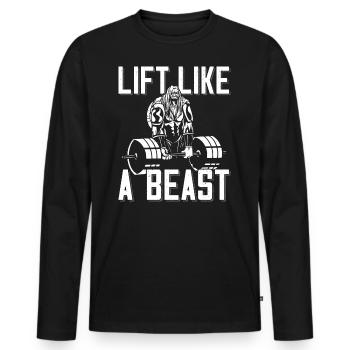 Bodybuilder Lift Like A Beast Outfit Langhantel - Männer Premium Bio Langarmshirt - Schwarz - Vorne - Nico (187cm)