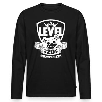 Level 20 Complete Geburtstagsgeschenk 20 Jahre - Männer Premium Bio Langarmshirt - Schwarz - Vorne - Nico (187cm)