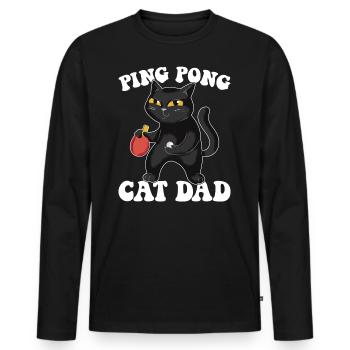 Ping Pong Cat Papa Tenue Tennis de Table Chats - T-shirt manches longues Premium bio Homme - noir - Devant - Nico (187cm)