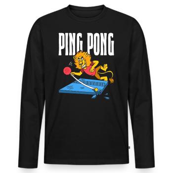 Ping Pong Lion Table Tennis Lion Outfit - Men's Premium Organic Long Sleeve Shirt - black - Front - Nico (187cm)