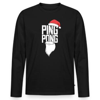 Ping Pong Christmas Hat Table Tennis Bat - Men's Premium Organic Long Sleeve Shirt - black - Front - Nico (187cm)