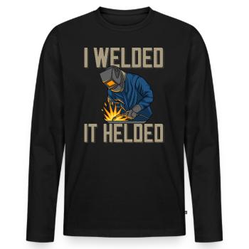 Welder saying for proud metal workers and - Men's Premium Organic Long Sleeve Shirt - black - Front - Nico (187cm)