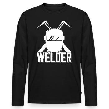 Welder helmet outfit for proud metalworkers - Men's Premium Organic Long Sleeve Shirt - black - Front - Nico (187cm)