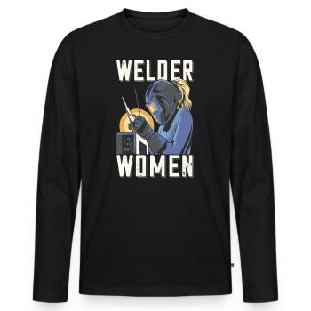 Welder outfit for welders - Men's Premium Organic Long Sleeve Shirt - black - Front - Nico (187cm)