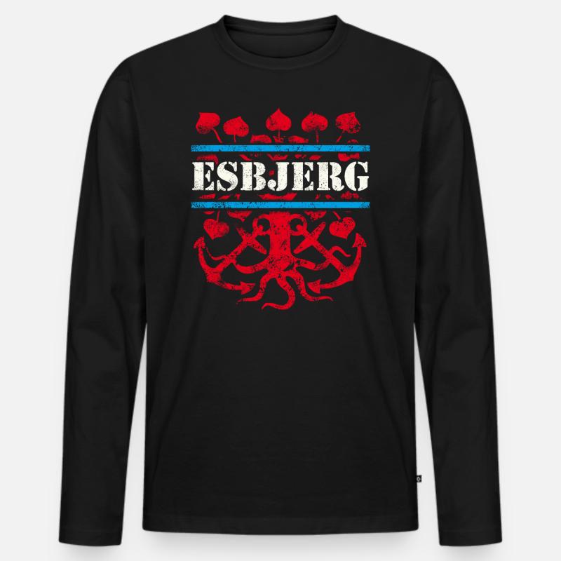 Esbjerg - Männer Premium Bio Langarmshirt - Schwarz