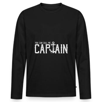 You can Call me Captain Bootsmann Matrose Vintage - Männer Premium Bio Langarmshirt - Schwarz - Vorne - Nico (187cm)