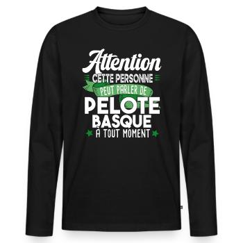 Pelote Basque Balle Sport Humour Athlète Joueur - T-shirt manches longues Premium bio Homme - noir - Devant - Nico (187cm)
