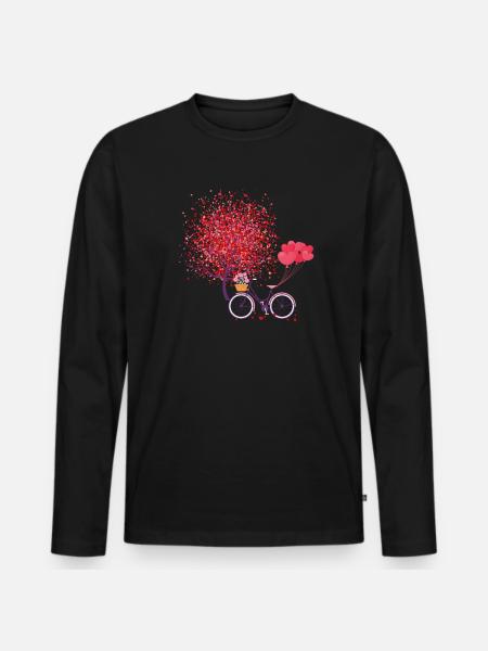 Romantique Saint-Valentin Tree Hearts - T-shirt manches longues Premium bio Homme - noir
