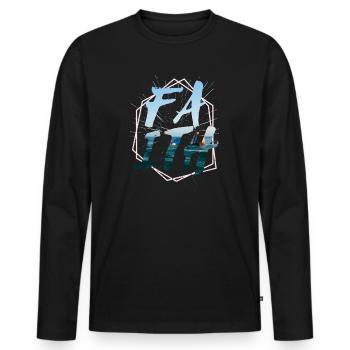 Christen Faith modern graphic art - Männer Premium Bio Langarmshirt - Schwarz - Vorne - Nico (187cm)