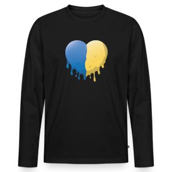 Ukrainische Flagge Ukrainische shirs Geschenk - Männer Premium Bio Langarmshirt - Schwarz - Vorne - Nico (187cm)