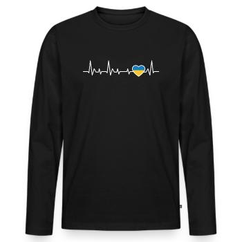 Ukrainische Flagge Ukrainische shirs Geschenk - Männer Premium Bio Langarmshirt - Schwarz - Vorne - Nico (187cm)