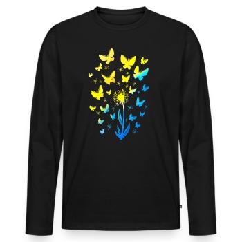 Ukraine Drapeau Papillons Ukraine Chemise - T-shirt manches longues Premium bio Homme - noir - Devant - Nico (187cm)