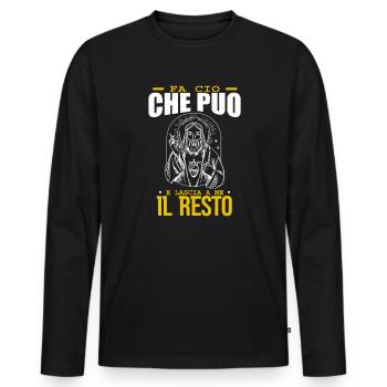 Italian quote about God Religion Faith - Men's Premium Organic Long Sleeve Shirt - black - Front - Nico (187cm)