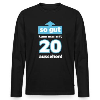 20 Geburtstag Mann Frau Lustig 20 Jahre - Männer Premium Bio Langarmshirt - Schwarz - Vorne - Nico (187cm)