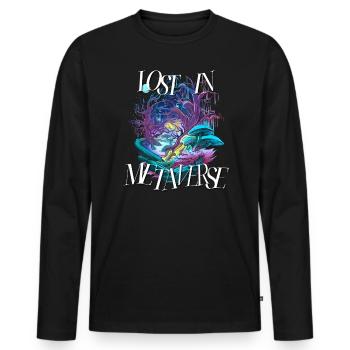 Lost In Metaverse Citation Tale Virtuality Jeu - T-shirt manches longues Premium bio Homme - noir - Devant - Nico (187cm)