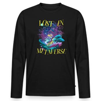 Lost In Metaverse Citation Tale Virtuality Jeu - T-shirt manches longues Premium bio Homme - noir - Devant - Nico (187cm)