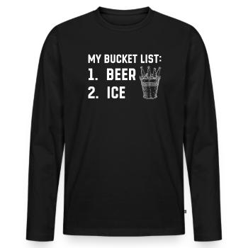 My Bucket List Bear Ice Quote For Beer Lovers - Men's Premium Organic Long Sleeve Shirt - black - Front - Nico (187cm)