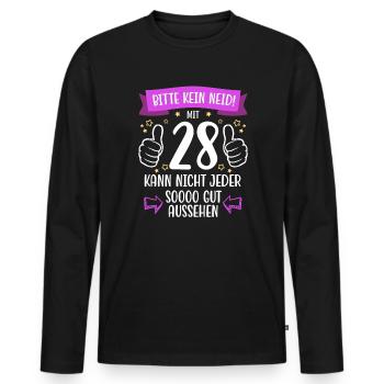 28 Geburtstag Mann Frau Lustig 28 Jahre - Männer Premium Bio Langarmshirt - Schwarz - Vorne - Nico (187cm)