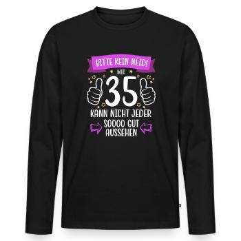 35 Geburtstag Mann Frau Lustig 35 Jahre - Männer Premium Bio Langarmshirt - Schwarz - Vorne - Nico (187cm)