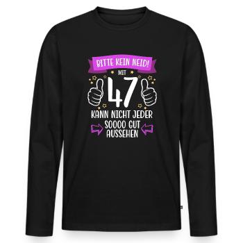 47 Geburtstag Mann Frau Lustig 47 Jahre - Männer Premium Bio Langarmshirt - Schwarz - Vorne - Nico (187cm)
