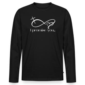 Je vous promets une croix de symbole d’amour sans fin - T-shirt manches longues Premium bio Homme - noir - Devant - Nico (187cm)