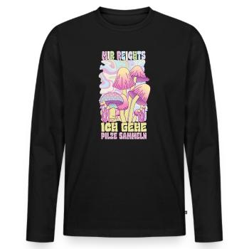 Ich Habe Genug Forest Mushroom Pink Halographie - Männer Premium Bio Langarmshirt - Schwarz - Vorne - Nico (187cm)