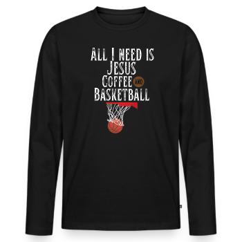 Ich brauche es, es ist Kaffee und Basketball - Männer Premium Bio Langarmshirt - Schwarz - Vorne - Nico (187cm)