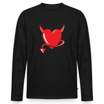Cœur Rouge - Cœur du Diable - Cœur du Diable - Cadeau - T-shirt manches longues Premium bio Homme - noir - Devant - Nico (187cm)