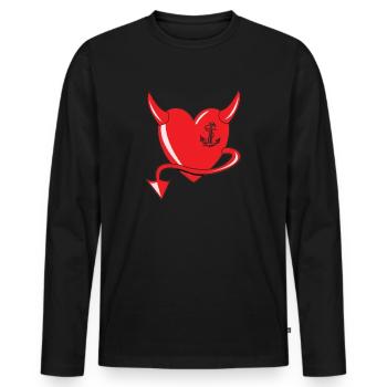Cœur Rouge - Cœur du Diable - Cœur du Diable - Cadeau - T-shirt manches longues Premium bio Homme - noir - Devant - Nico (187cm)