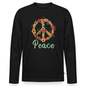 Frieden Zeichen Frieden Der Welt Keine Kriegs - Männer Premium Bio Langarmshirt - Schwarz - Vorne - Nico (187cm)