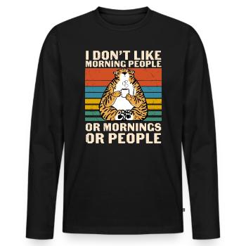 Ich Mag Morgenmenschen-Humor-Tigerkaffee Nicht - Männer Premium Bio Langarmshirt - Schwarz - Vorne - Nico (187cm)