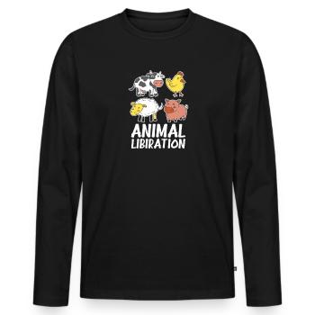 Tierbefreiung Vieh Veganer Tiere, Keine Nahrung - Männer Premium Bio Langarmshirt - Schwarz - Vorne - Nico (187cm)