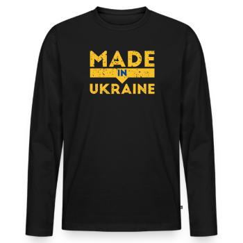Made in Ukraine Ukrainian Symbols - Men's Premium Organic Long Sleeve Shirt - black - Front - Nico (187cm)