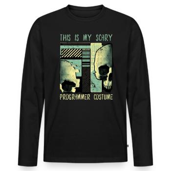 Scary Programmer Kostüm Humor Halloween Schädel - Männer Premium Bio Langarmshirt - Schwarz - Vorne - Nico (187cm)