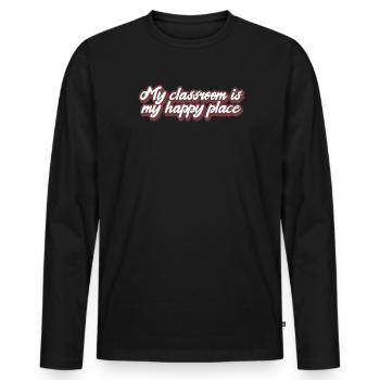 Salle de classe Happy Place enseignant école des enfants - T-shirt manches longues Premium bio Homme - noir - Devant - Nico (187cm)
