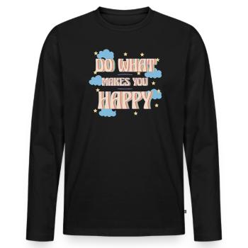 Mach Was Dich Glücklich Macht Leben Sterne Wolken - Männer Premium Bio Langarmshirt - Schwarz - Vorne - Nico (187cm)