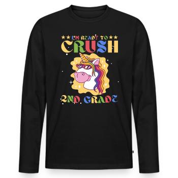 Ready Crush Crush 2nd Faste School Licorne - T-shirt manches longues Premium bio Homme - noir - Devant - Nico (187cm)