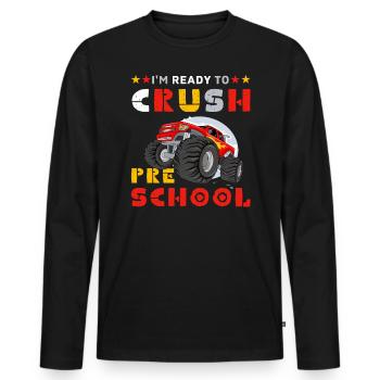 Ready Crush Pre School Back Boys Monster Truck - Men's Premium Organic Long Sleeve Shirt - black - Front - Nico (187cm)