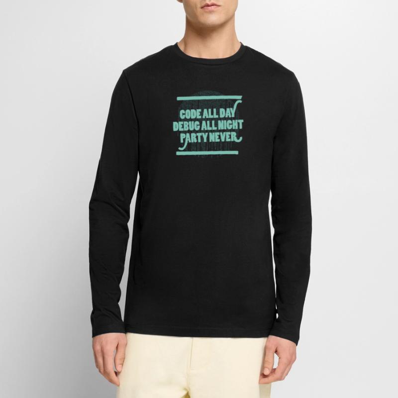 Code All Day Programmierer Hacker Computercode Männer Premium Bio Langarmshirt