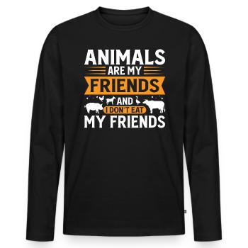 Je ne mange pas un ami animal bovin végétarien - T-shirt manches longues Premium bio Homme - noir - Devant - Nico (187cm)