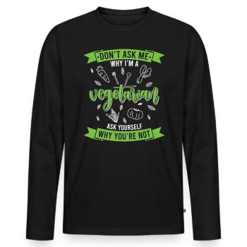 Je ne mange pas un ami animal bovin végétarien - T-shirt manches longues Premium bio Homme - noir - Devant - Nico (187cm)