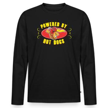 Powered by Hot Dog Street Food Fast Food - Men's Premium Organic Long Sleeve Shirt - black - Front - Nico (187cm)
