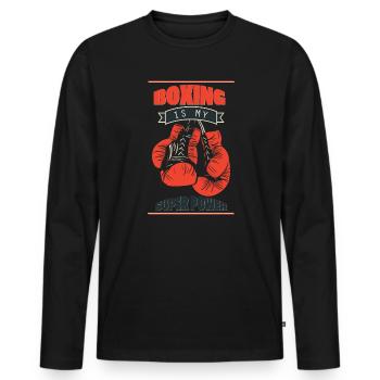 La boxe est mon super power uppercut gants - T-shirt manches longues Premium bio Homme - noir - Devant - Nico (187cm)