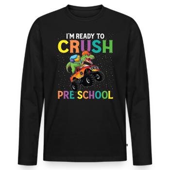 Ready Crush Pre School Dinosaur Monster Truck - Men's Premium Organic Long Sleeve Shirt - black - Front - Nico (187cm)