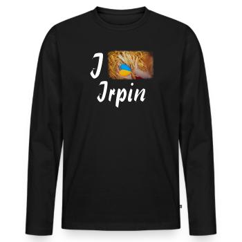 J’adore le drapeau de la ville ukrainienne d’Irpin - T-shirt manches longues Premium bio Homme - noir - Devant - Nico (187cm)