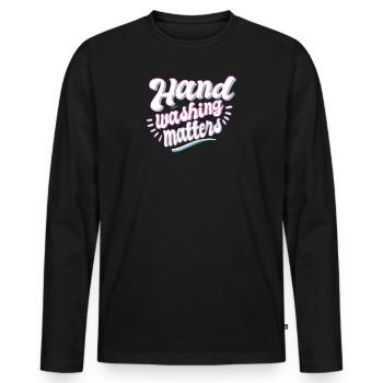 Hand wash measures clean soap health body - Men's Premium Organic Long Sleeve Shirt - black - Front - Nico (187cm)